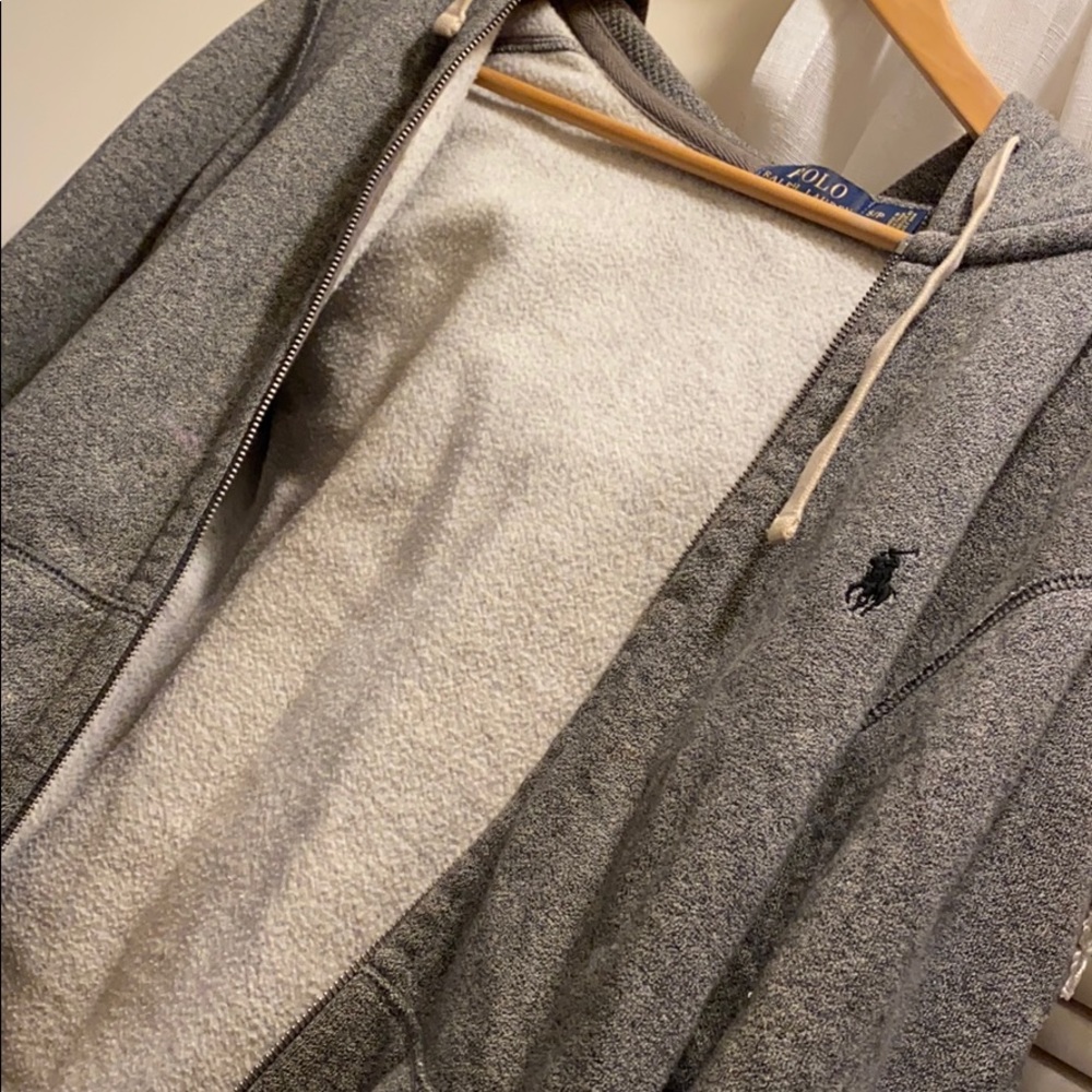 Gray polo zip up hoodie